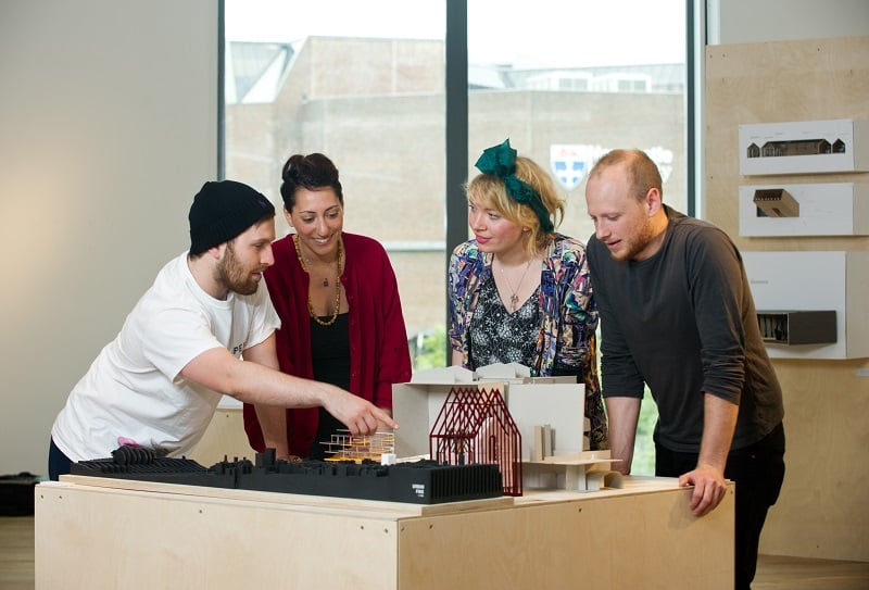 Young People and architectural model