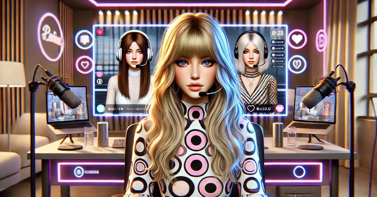 AI image of a young female AI influencer