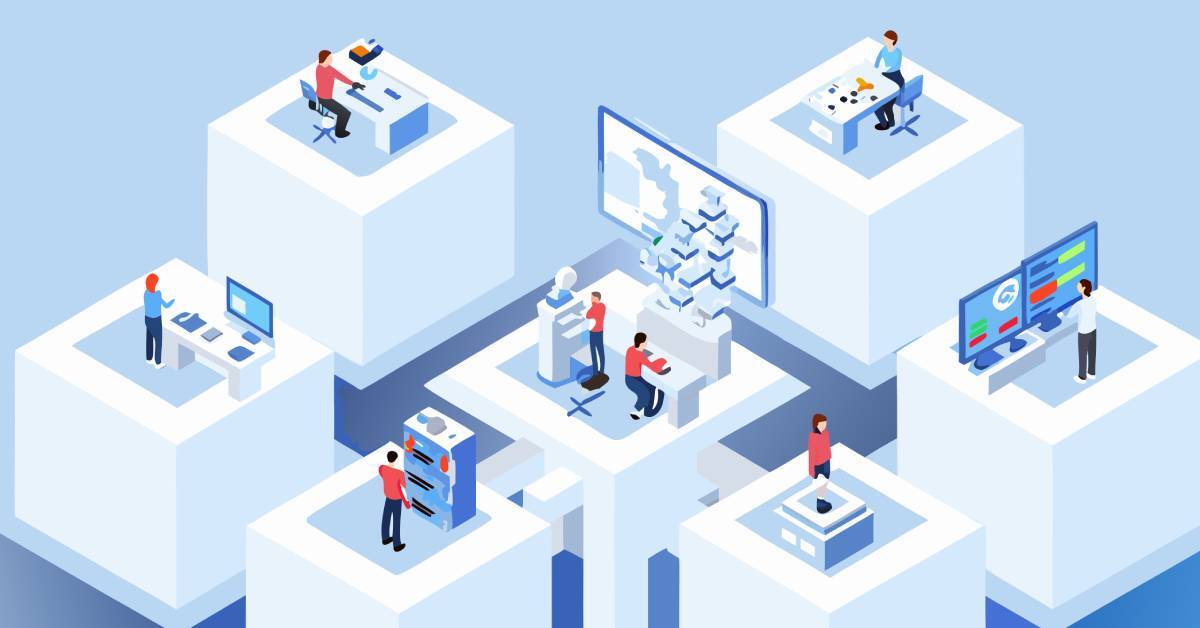 Illustration of researchers working across different centres