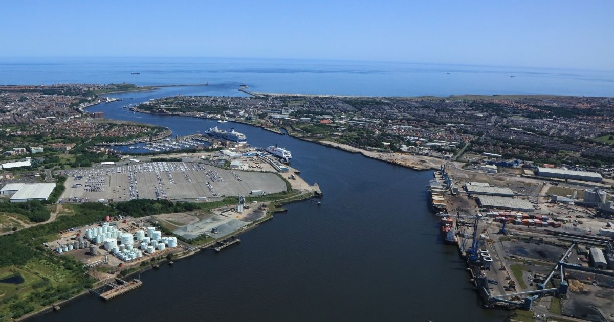 Aerial view of the Port of Tyne.